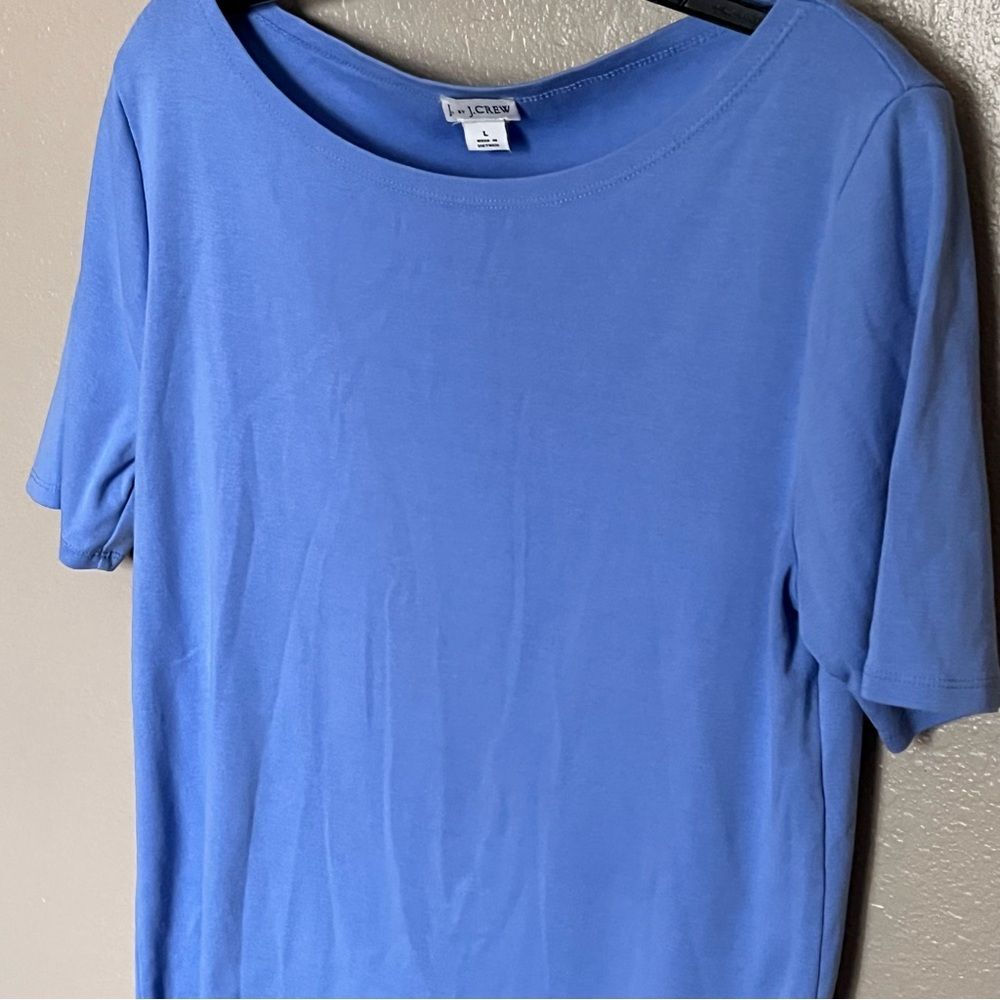 J by J. Crew Cotton Blue Short Sleeve with Round Neck Tee Shirt Top Size Large - Picture 4 of 8